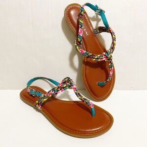 Women’s Gianni Bini tribal print thong ankle strap sandals